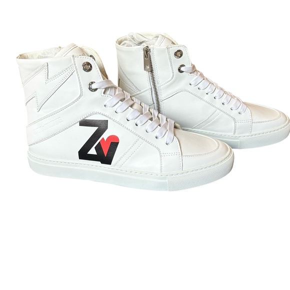 Zadig & Voltaire High Flash Heart Logo Sneaker White Size 39 (US 8) NWT w/bag - Picture 1 of 9